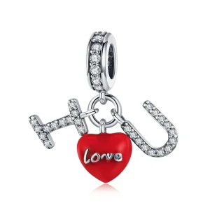 (image for) Pandora Compatible Silver I Love You Dangle - SCC1055
