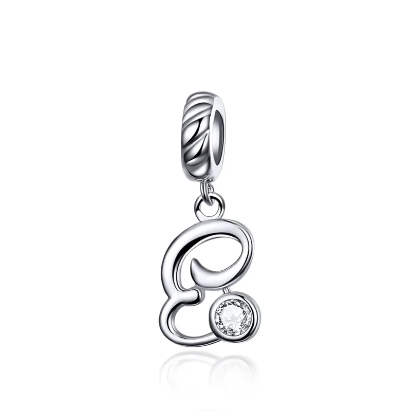 (image for) Pandora Compatible Silver Letter E Dangle - SCC1183-E - Product Image