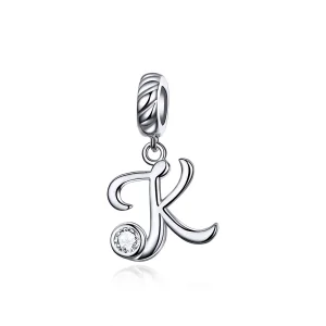 (image for) Pandora Compatible Silver Letter K Dangle - SCC1183-K