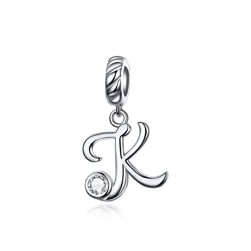 (image for) Pandora Compatible Silver Letter K Dangle - SCC1183-K - Product Image