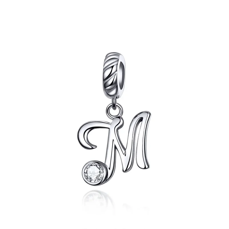 (image for) Pandora Compatible Silver Letter M Dangle - SCC1183-M - Product Image
