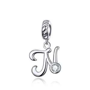 (image for) Pandora Compatible Silver Letter N Dangle - SCC1183-N