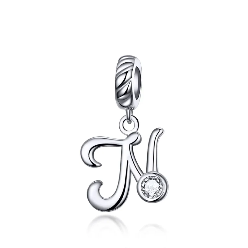 (image for) Pandora Compatible Silver Letter N Dangle - SCC1183-N - Product Image