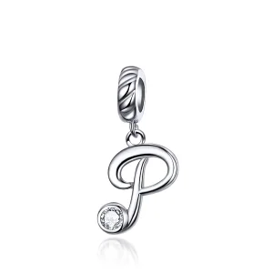 (image for) Pandora Compatible Silver Letter P Dangle - SCC1183-P