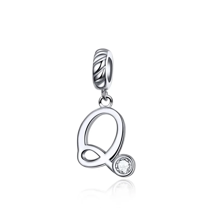 (image for) Pandora Compatible Silver Letter Q Dangle - SCC1183-Q - Product Image