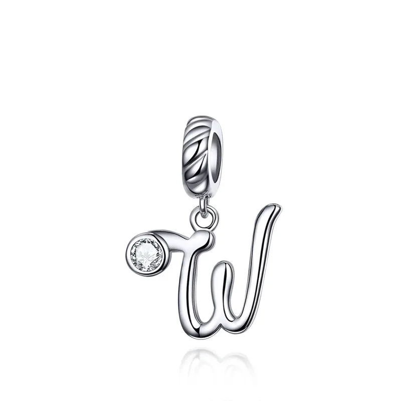 (image for) Pandora Compatible Silver Letter W Dangle - SCC1183-W - Product Image