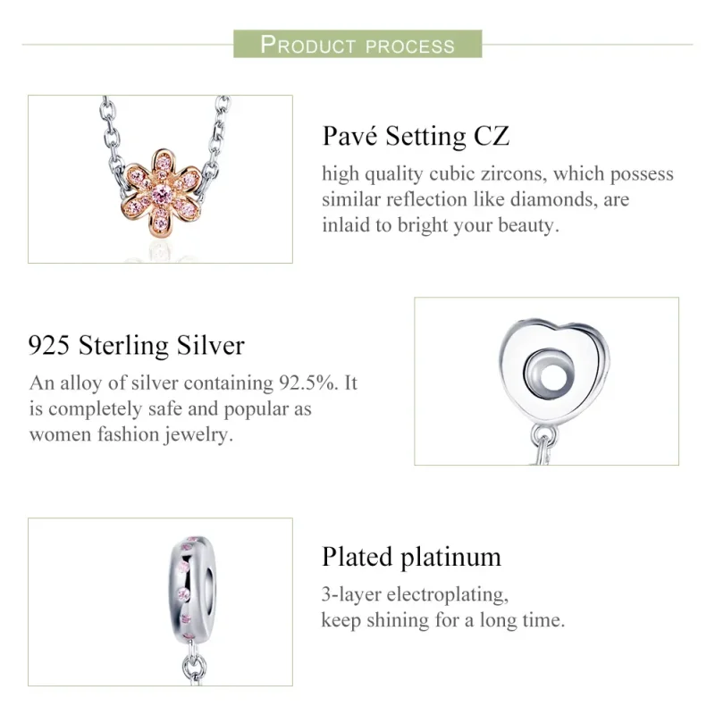(image for) Pandora Compatible Silver Love Flower Safety Chain - SCC1113 - View 4