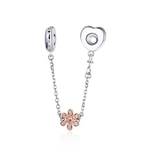 (image for) Pandora Compatible Silver Love Flower Safety Chain - SCC1113