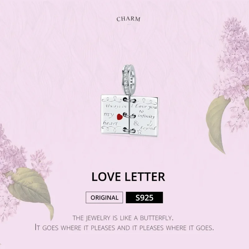 (image for) Pandora Compatible Silver Love Letter Dangle - SCC1262 - View 2