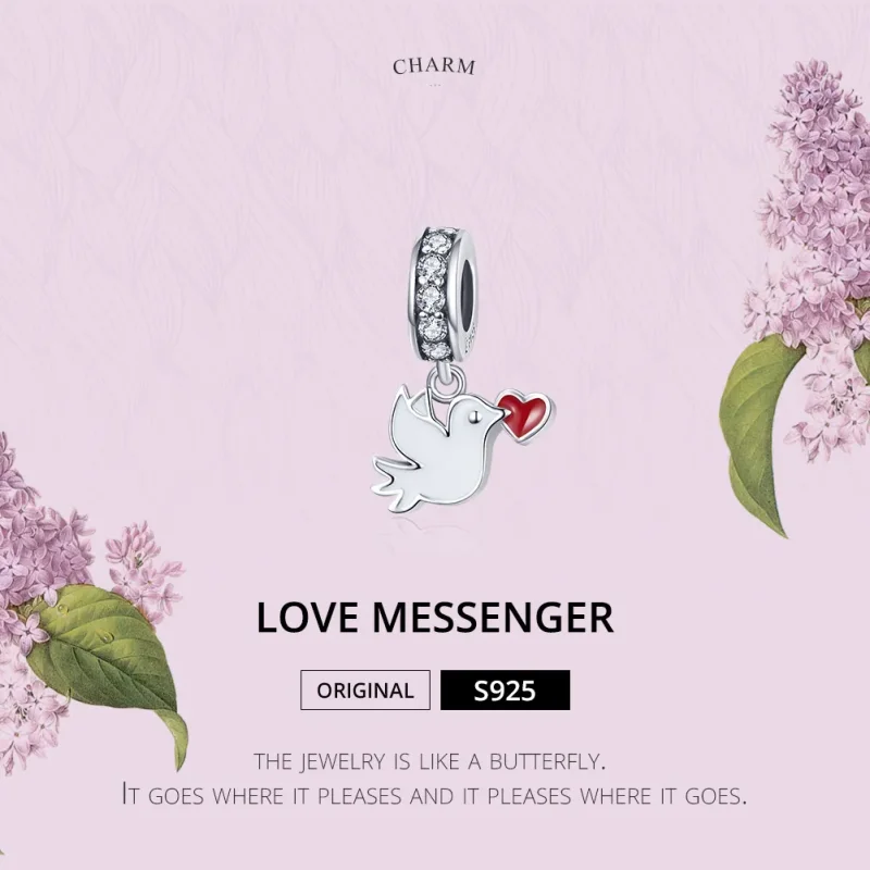 (image for) Pandora Compatible Silver Love Messenger Dangle - SCC1227 - View 2