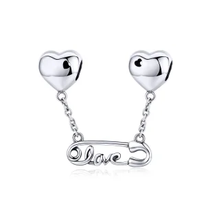 (image for) Pandora Compatible Silver Love Pin Safety Chain - SCC1143