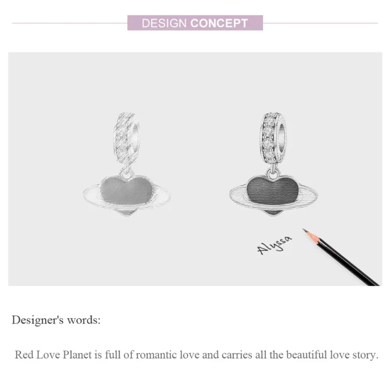 (image for) Pandora Compatible Silver Love Planet Dangle - SCC1165 - View 5
