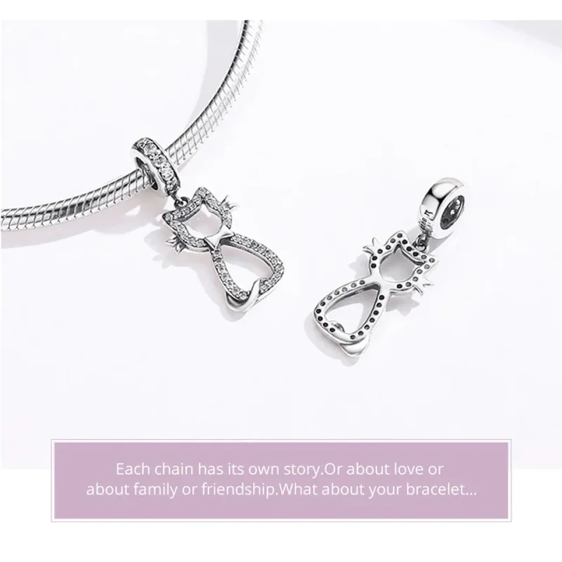 (image for) Pandora Compatible Silver Lovely Cat Dangle - SCC1162 - View 4