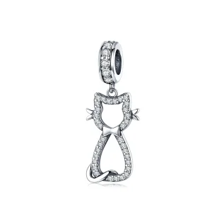 (image for) Pandora Compatible Silver Lovely Cat Dangle - SCC1162