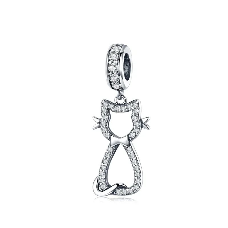 (image for) Pandora Compatible Silver Lovely Cat Dangle - SCC1162 - Product Image