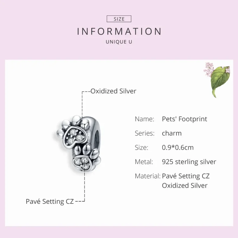 (image for) Pandora Compatible Silver Lovely Cat Paw Spacer - SCC1312 - View 3
