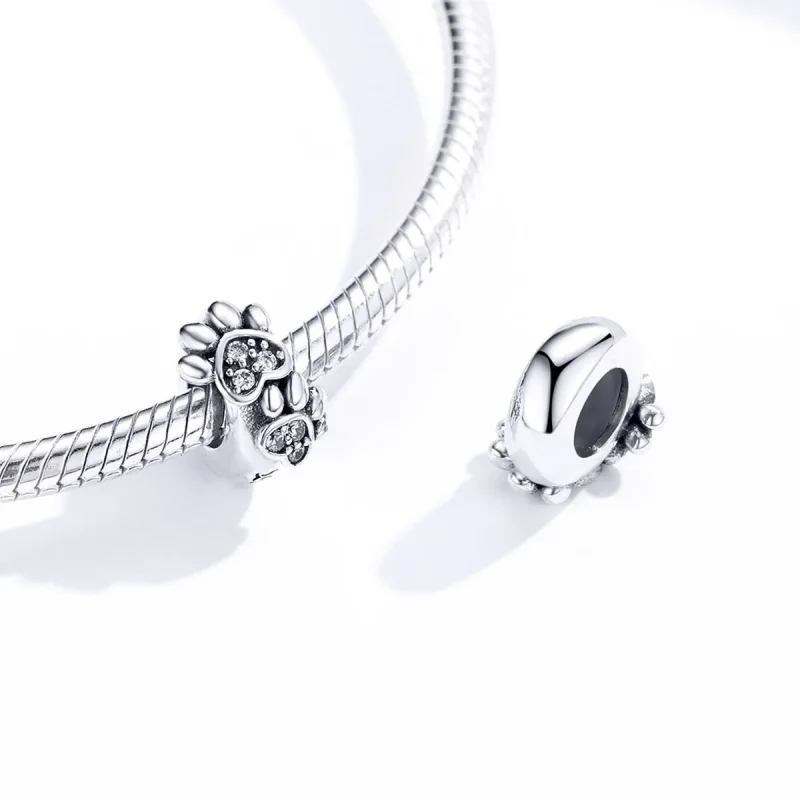 (image for) Pandora Compatible Silver Lovely Cat Paw Spacer - SCC1312 - View 4