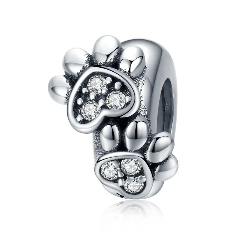 (image for) Pandora Compatible Silver Lovely Cat Paw Spacer - SCC1312 - Product Image