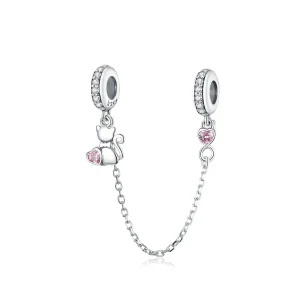 (image for) Pandora Compatible Silver Lovely Cat Safety Chain - SCC1233