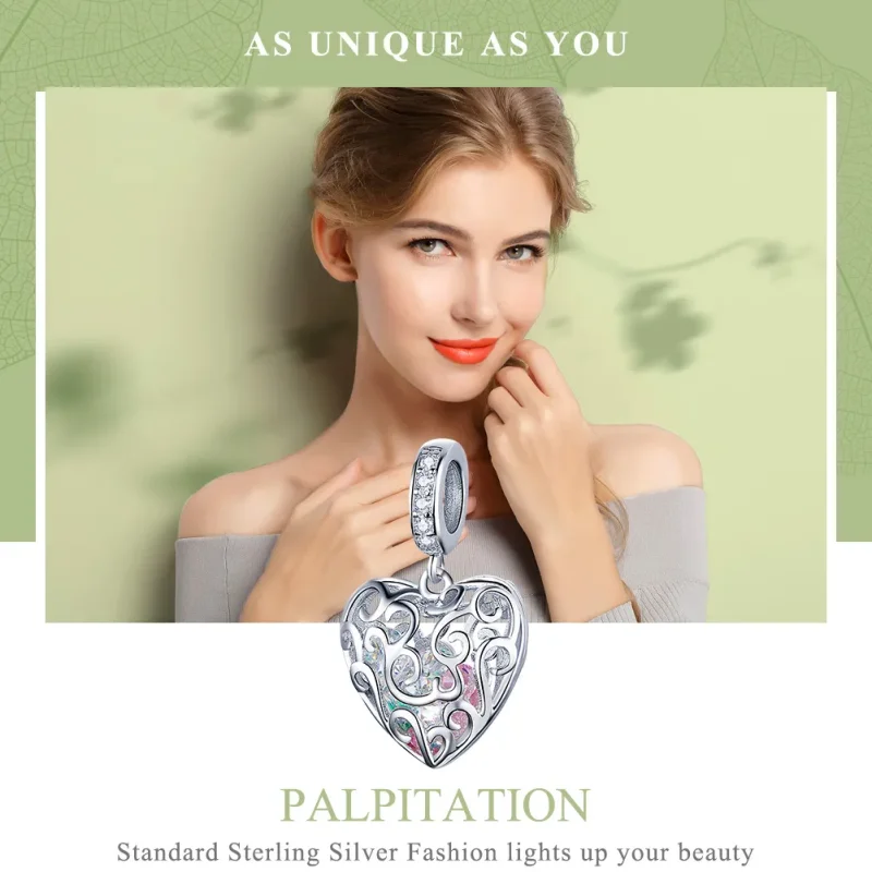 (image for) Pandora Compatible Silver Palpitation Dangle Charm - SCC1126 - View 2