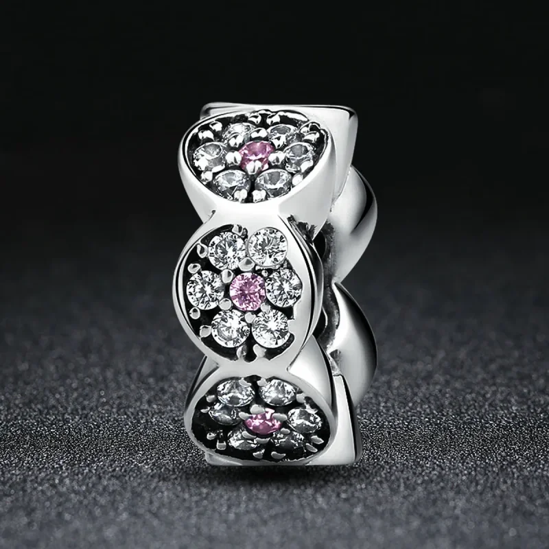 (image for) Pandora Compatible Silver Pink Garland Spacer - SCC101 - View 6