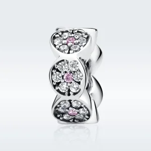 (image for) Pandora Compatible Silver Pink Garland Spacer - SCC101