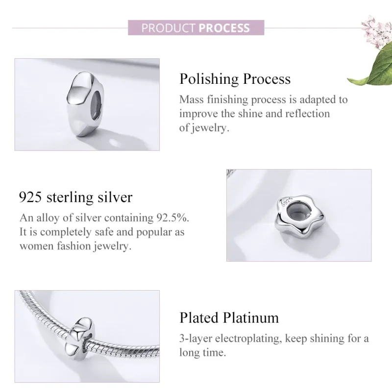(image for) Pandora Compatible Silver Plum Blossom Spacer - SCC1168 - View 4