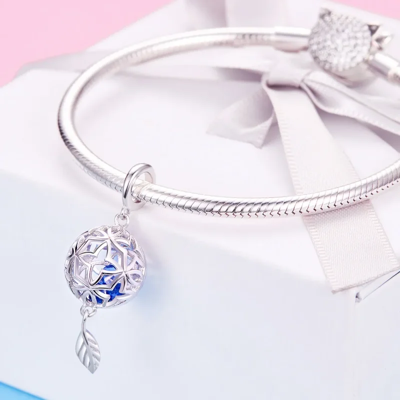 (image for) Pandora Compatible Silver Preserved Flower Dangle - SCC1123 - View 3