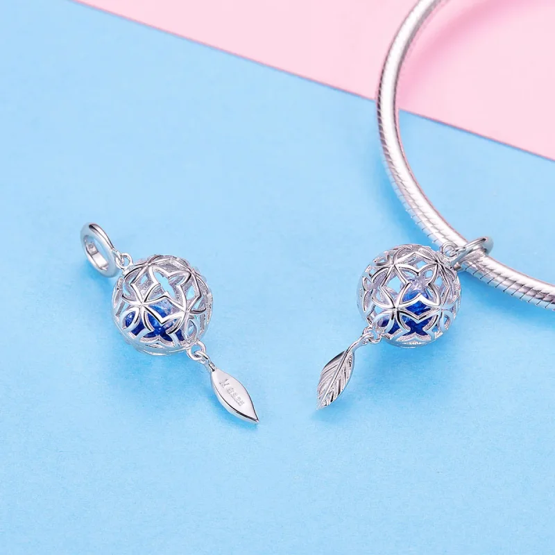 (image for) Pandora Compatible Silver Preserved Flower Dangle - SCC1123 - View 4