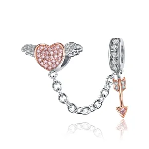 (image for) Pandora Compatible Silver & Rose Gold Arrow of Cupid Safety Chain - SCC1208