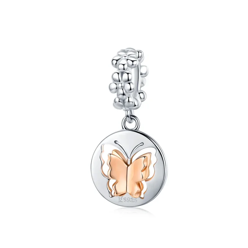 (image for) Pandora Compatible Silver & Rose Gold Butterfly Dangle - SCC1250 - Product Image