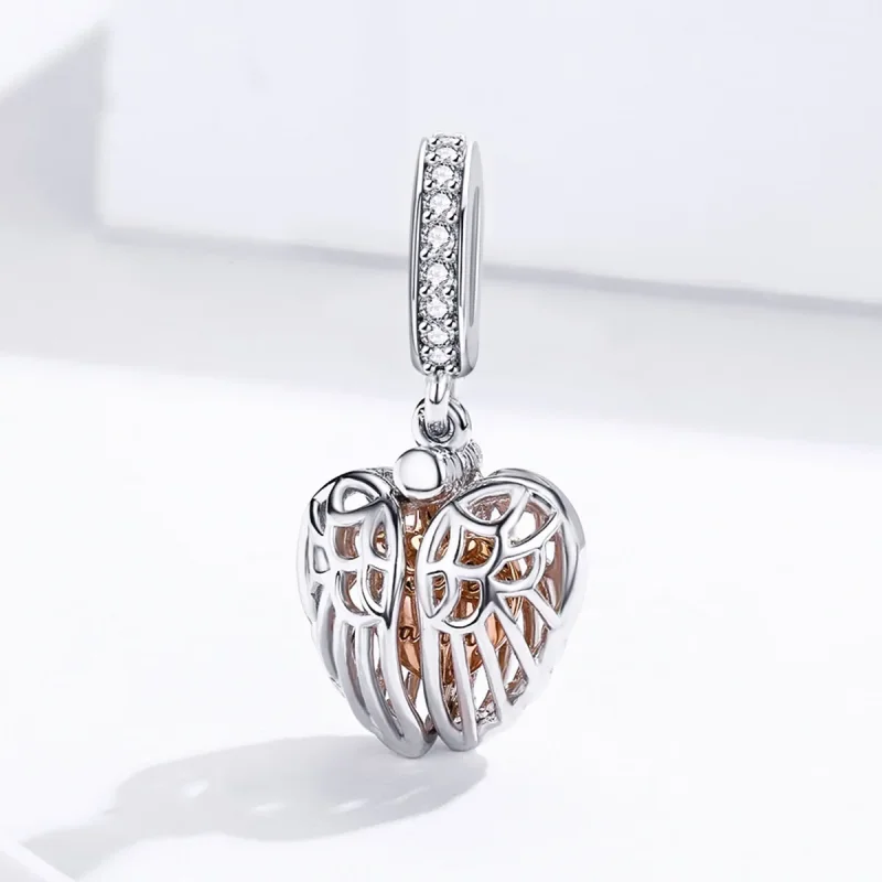 (image for) Pandora Compatible Silver & Rose Gold Forever & Family Dangle - SCC1299 - View 3