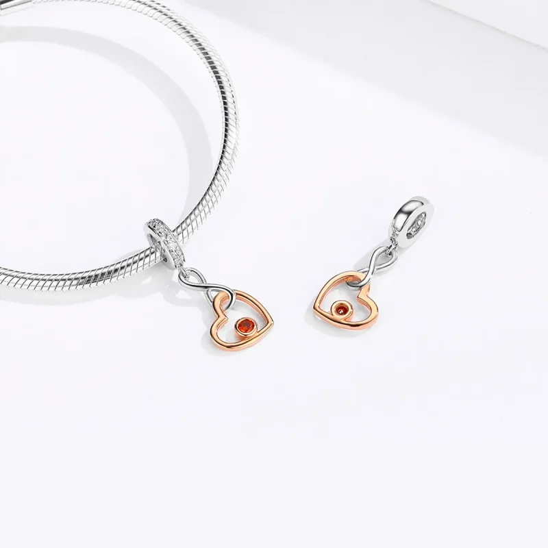 (image for) Pandora Compatible Silver & Rose Gold Palpitation Dangle - SCC1239 - View 4