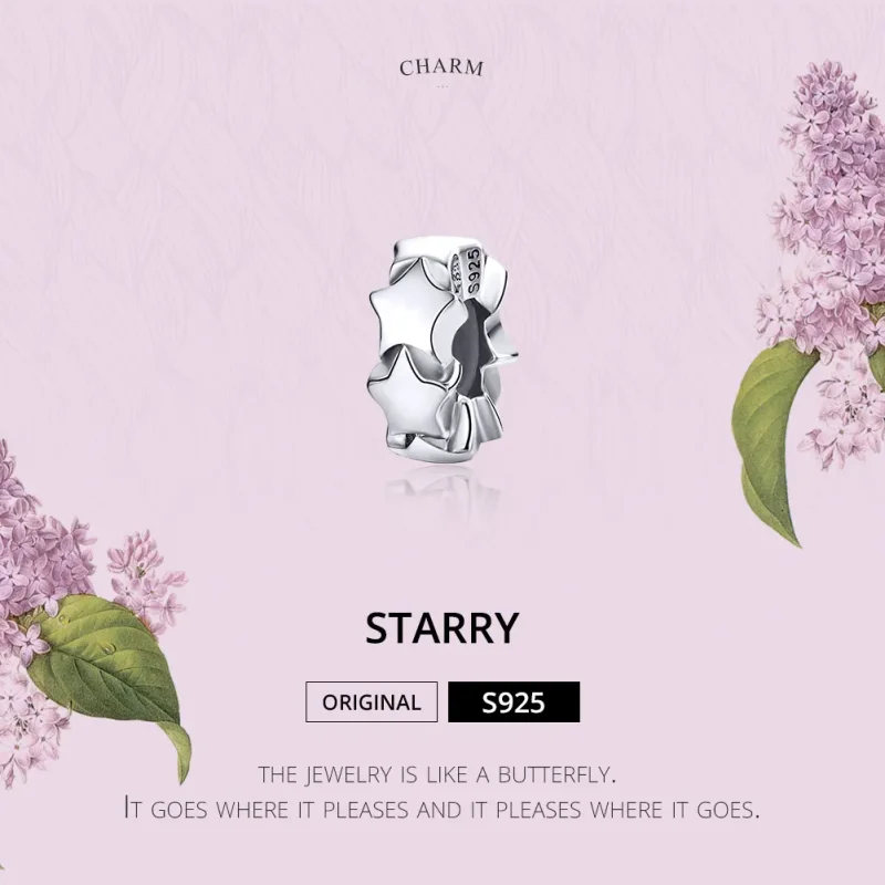 (image for) Pandora Compatible Silver Starry Sky Spacer - SCC1169 - View 2