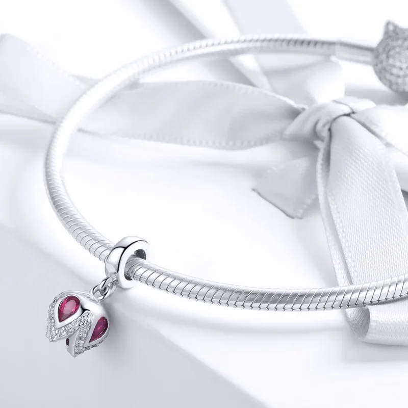 (image for) Pandora Compatible Silver Story of Tulip Dangle - SCC1027 - View 3