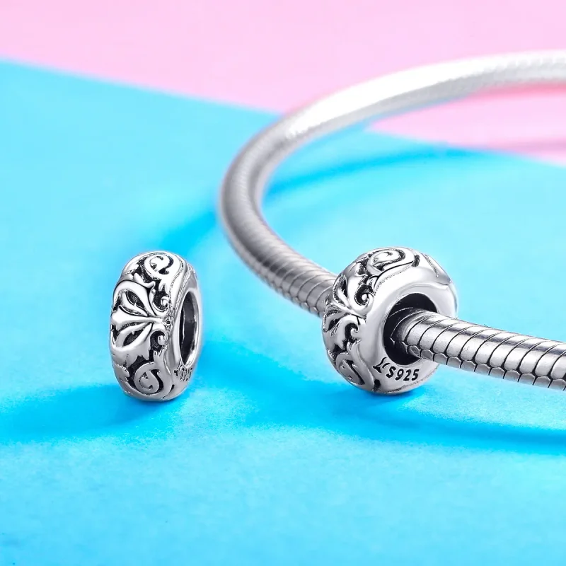 (image for) Pandora Compatible Silver Vintage Flower Spacer - SCC1139 - View 3