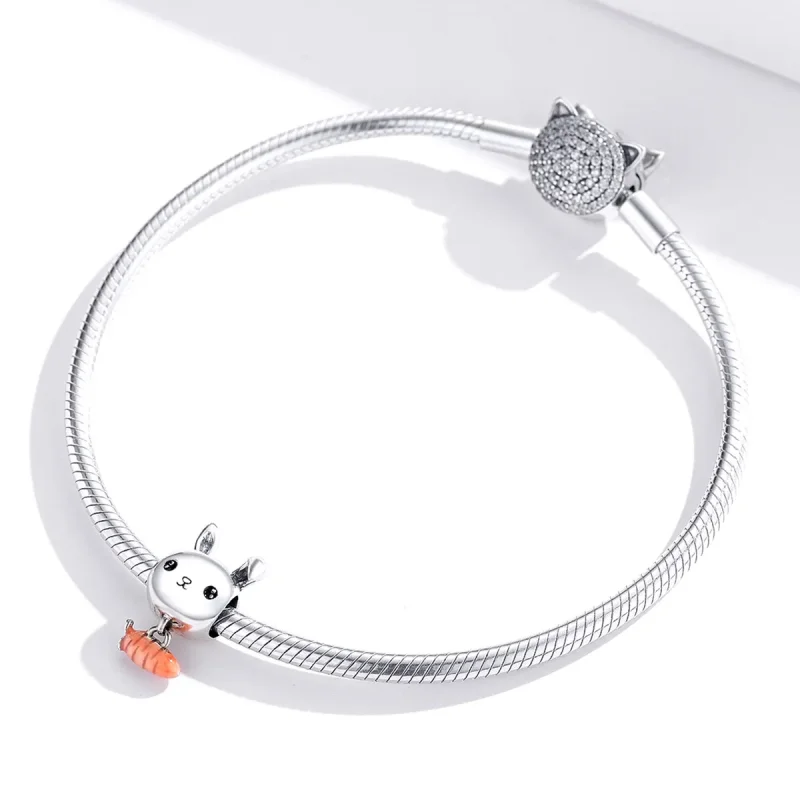 (image for) PANDORA Style Cute Rabbit Carrot Charm - BSC272 - View 3