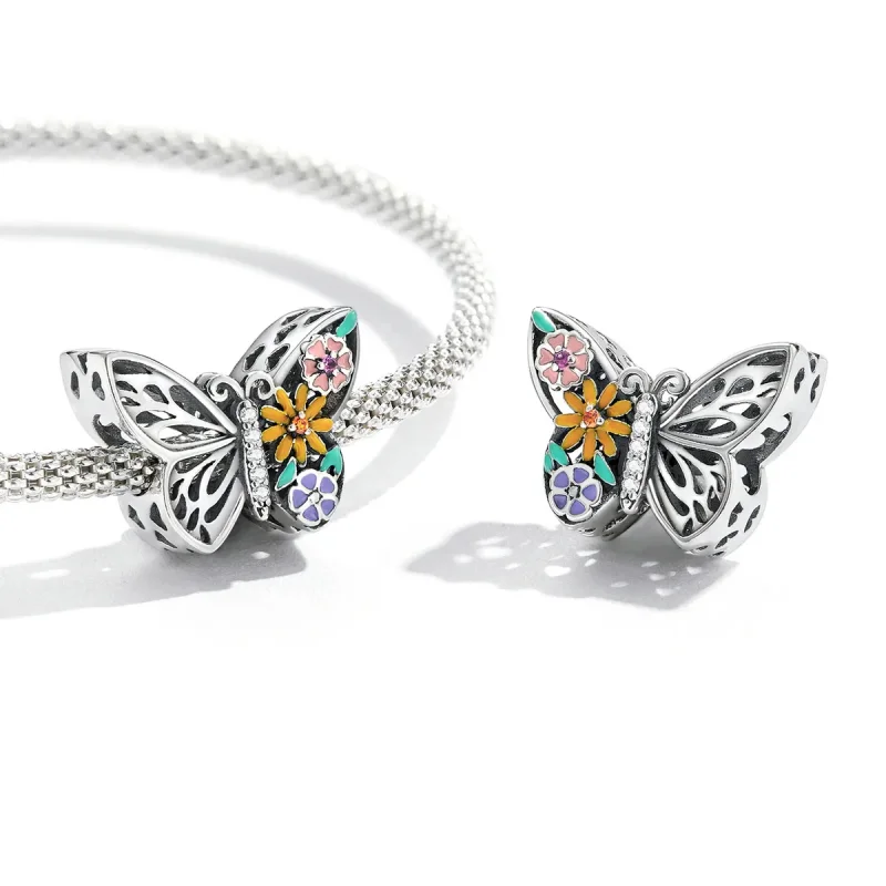 (image for) PANDORA Style Flower Butterfly Charm - BSC588 - View 3