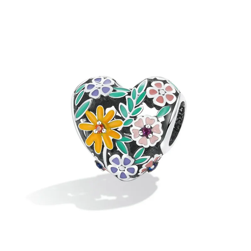 (image for) PANDORA Style Flower Heart Charm - BSC590 - View 2