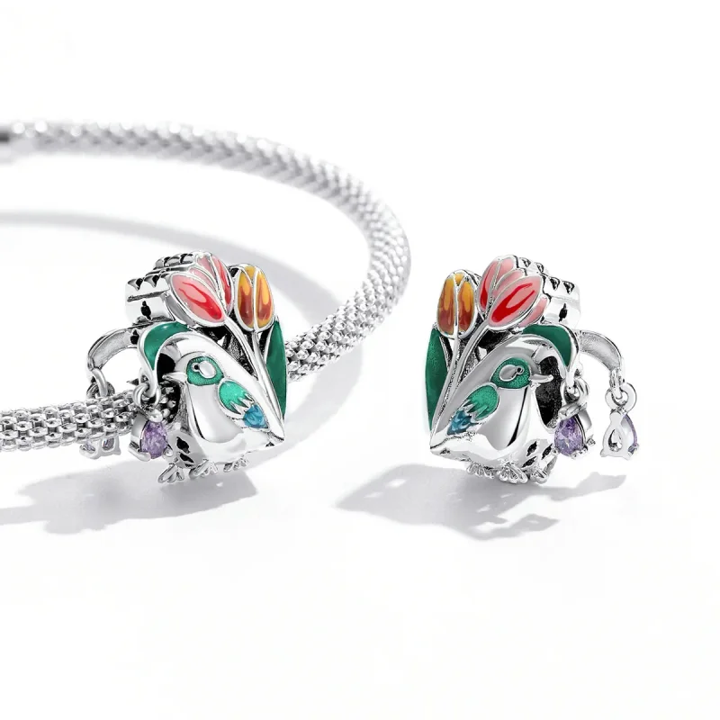 (image for) PANDORA Style Flowers and Birds - Rain Charm - SCC2193 - View 3