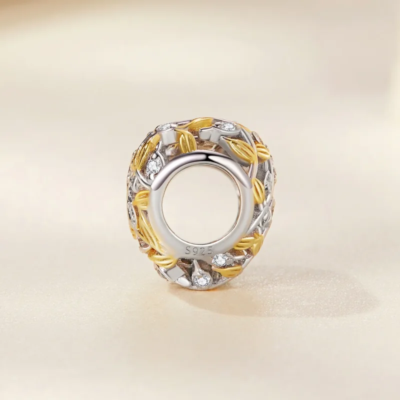 (image for) PANDORA Style Heart Shaped Leaves Charm - BSC672 - View 2