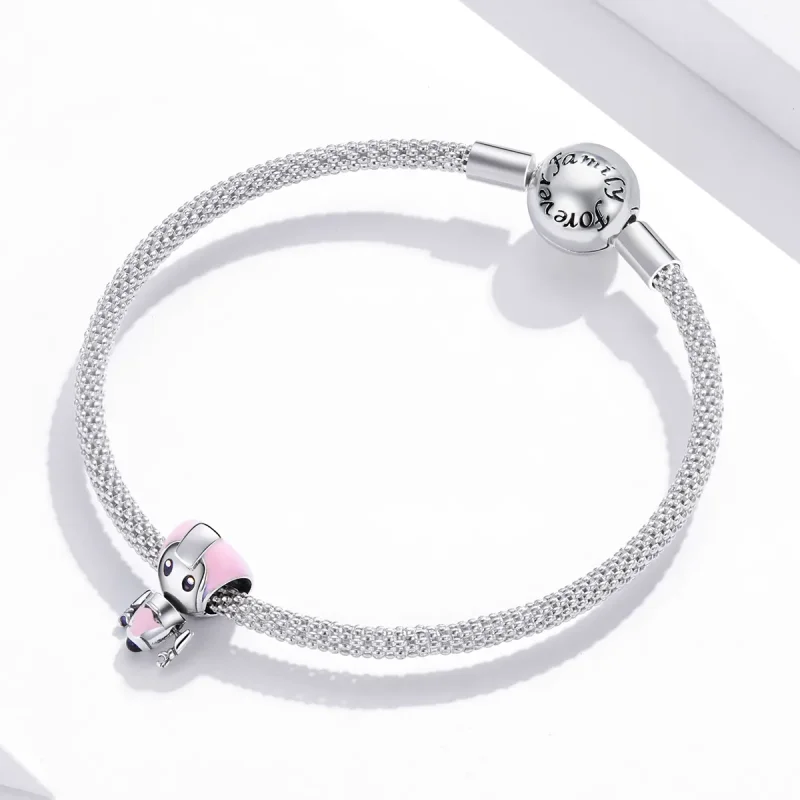 (image for) PANDORA Style Pink Baby Robot Charm - SCC1774 - View 3
