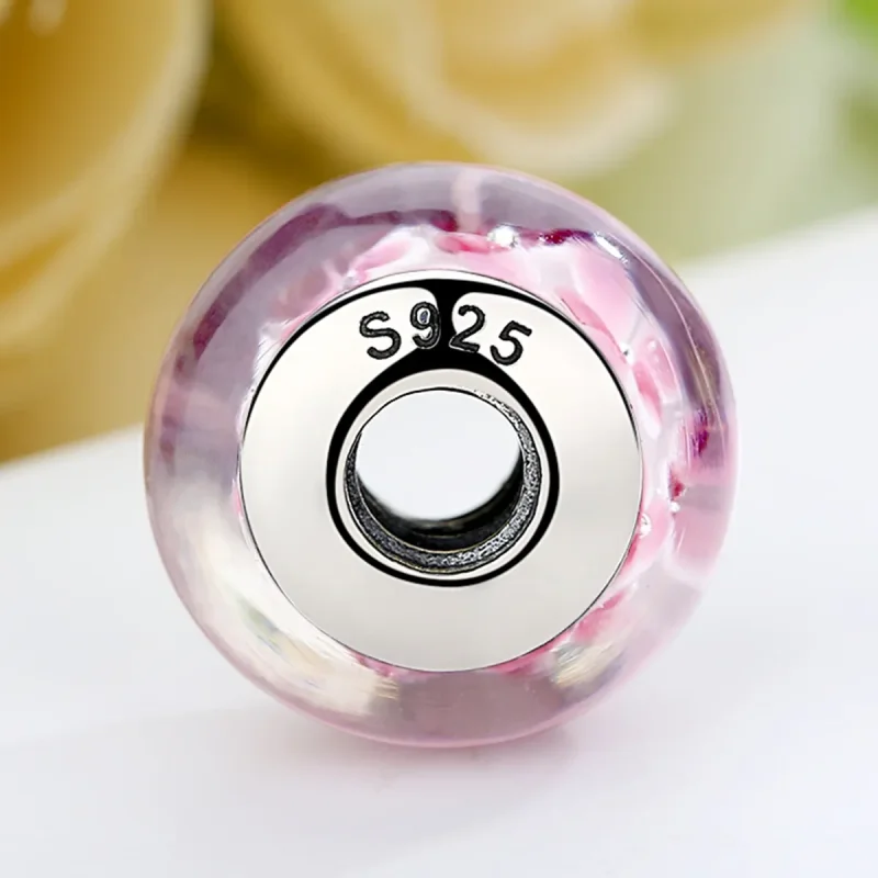 (image for) PANDORA Style Pink Flowers Murano Glass Charm - SCZ008 - View 5