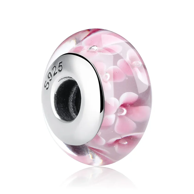 (image for) PANDORA Style Pink Flowers Murano Glass Charm - SCZ008 - Product Image