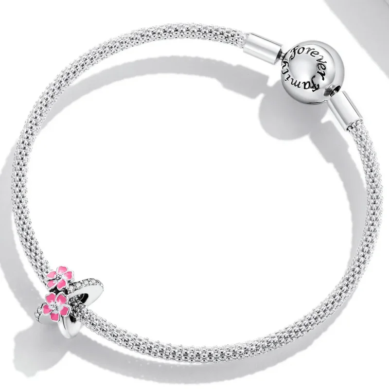 (image for) PANDORA Style Pink Flowers Safety Chain - SCC2139 - View 3
