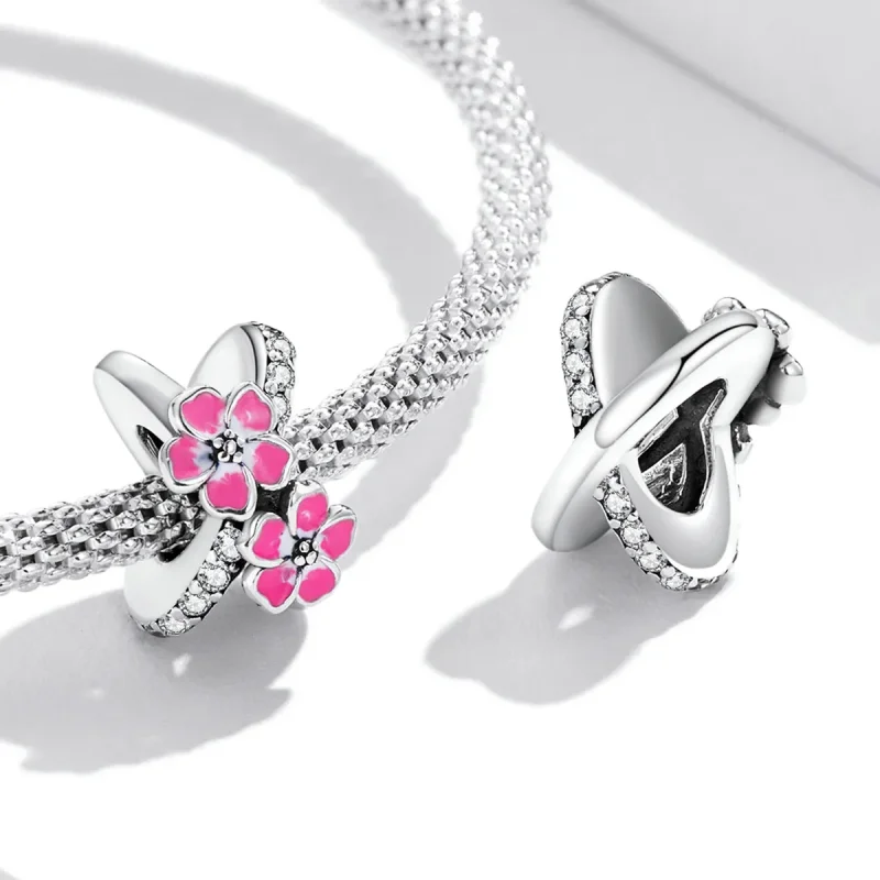 (image for) PANDORA Style Pink Flowers Safety Chain - SCC2139 - View 4