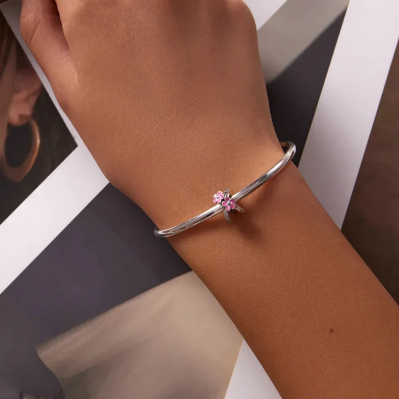 (image for) PANDORA Style Pink Flowers Safety Chain - SCC2139 - View 5