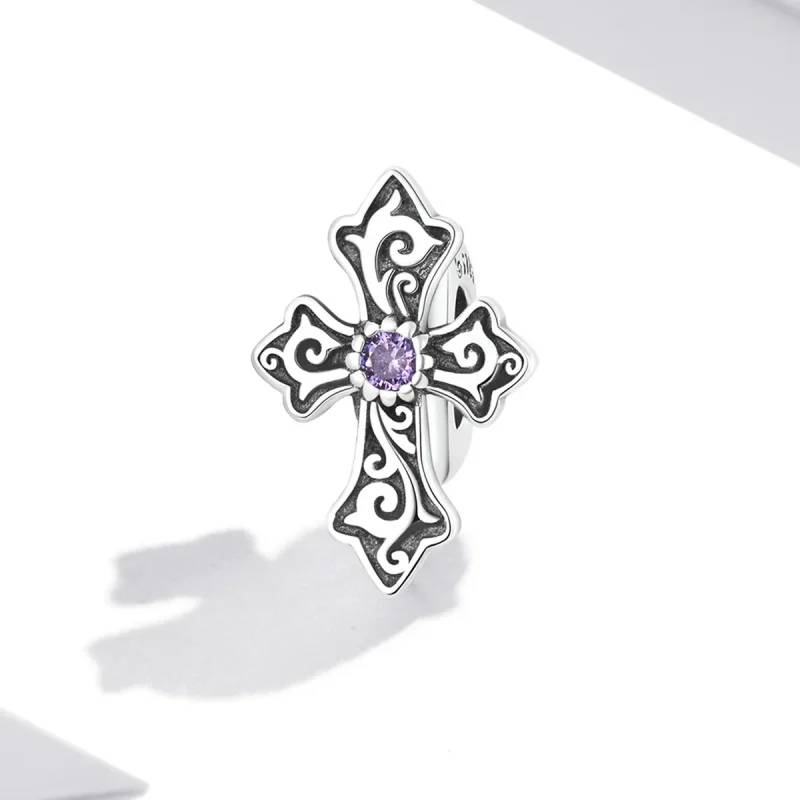 (image for) PANDORA Style Retro Pattern Cross Charm - BSC583 - View 2