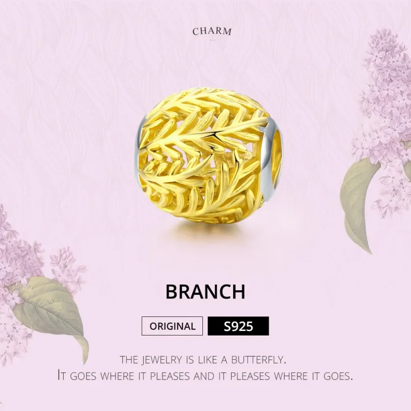 (image for) Pandora Style 18ct Gold Plated Charm, Branch - SCC1332 - View 6