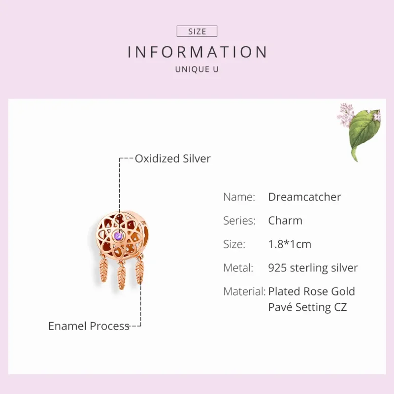 (image for) Pandora Style Charm, Dream Catcher Rose Gold - SCC330-C - View 7